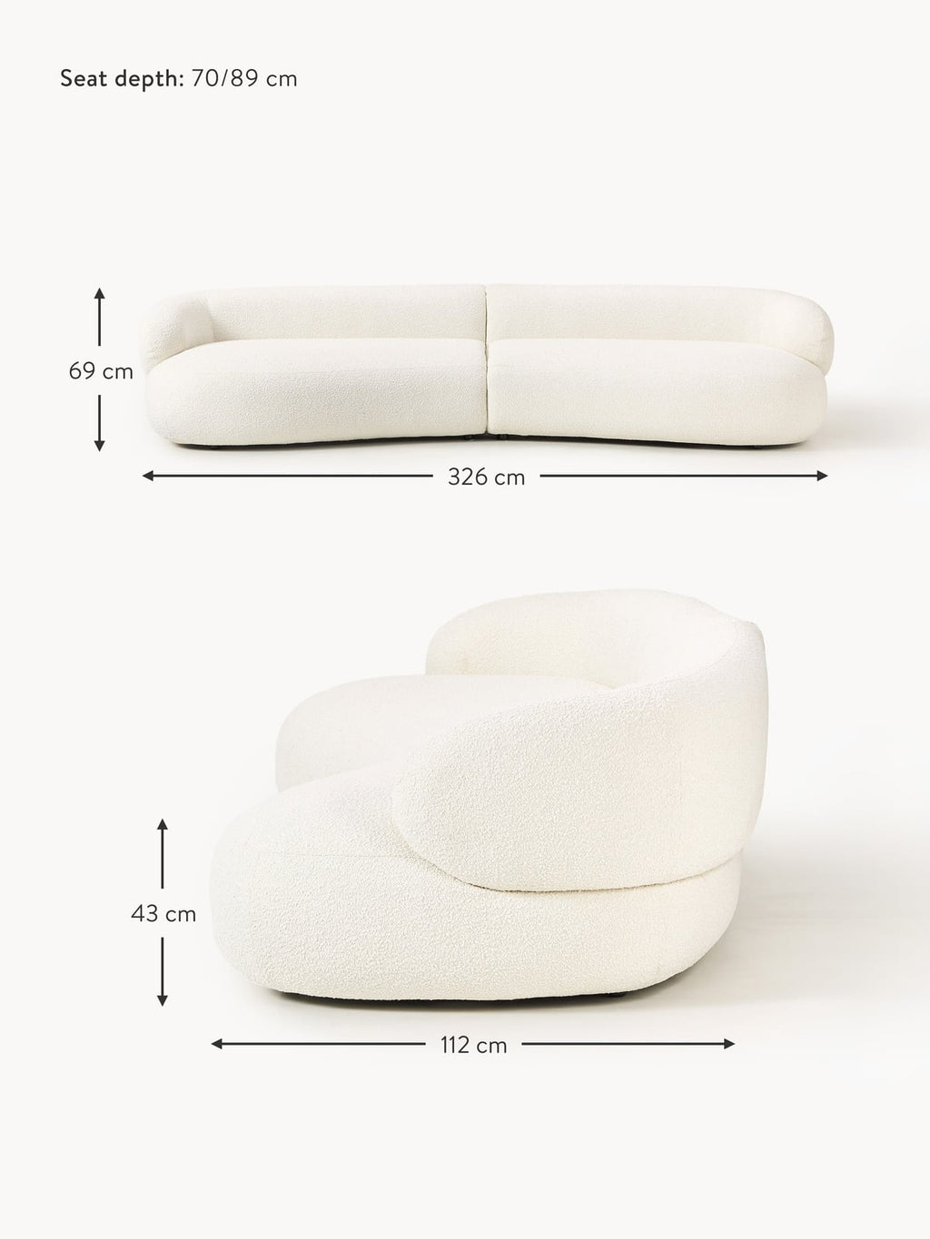 Alba Bouclé Sofa (4-seater)