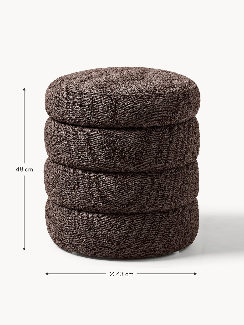 Alto Bouclé Upholstered Stool with Storage Space