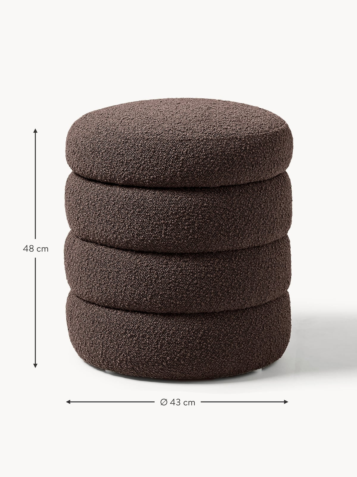 Alto Bouclé Upholstered Stool with Storage Space