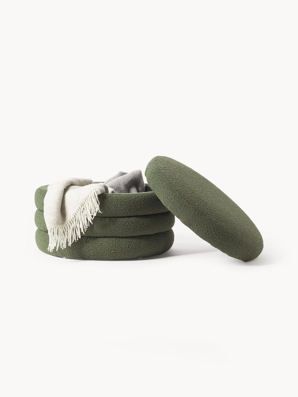 Alto XL Bouclé Upholstered Stool with Storage Space