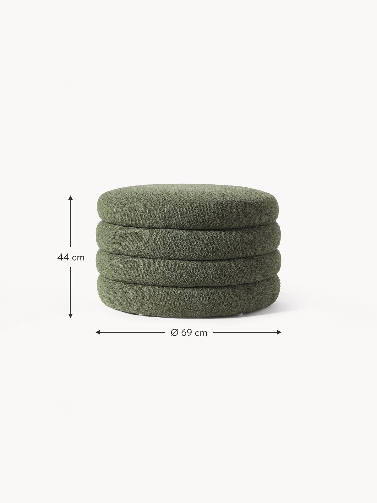 Alto XL Bouclé Upholstered Stool with Storage Space