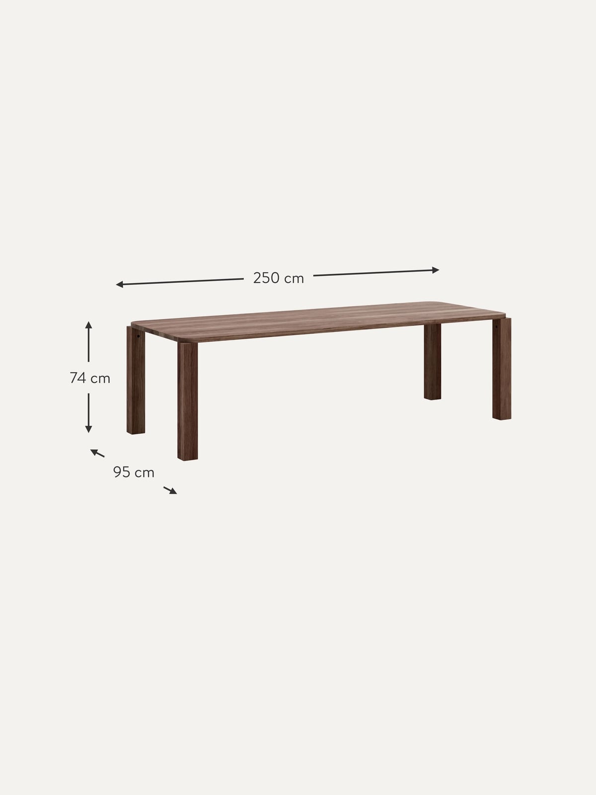 Atlas Oak Wood Dining Table, Various Sizes
