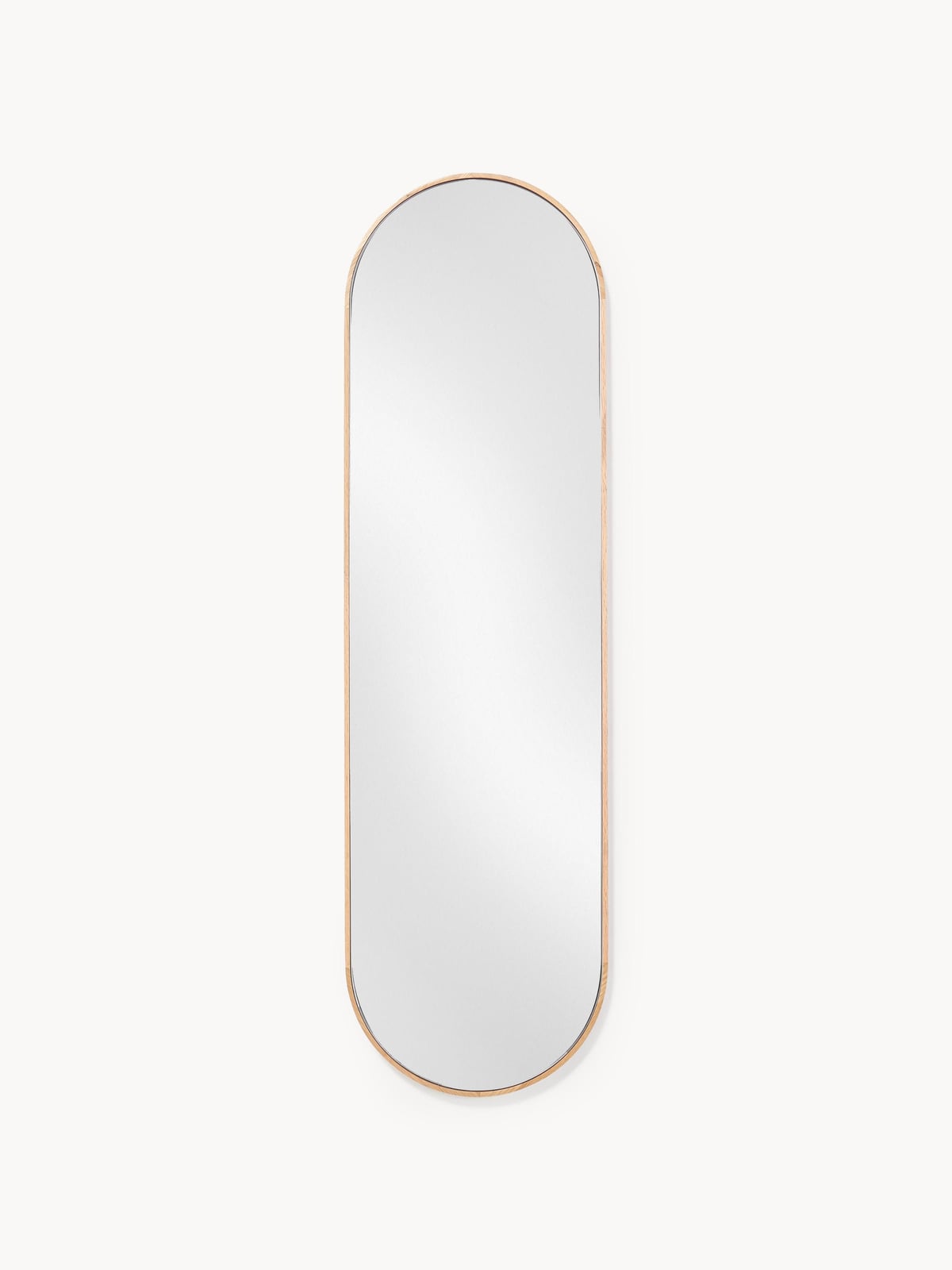 Avery Oval Full-Length Wall Mirror with Oak Wood Frame