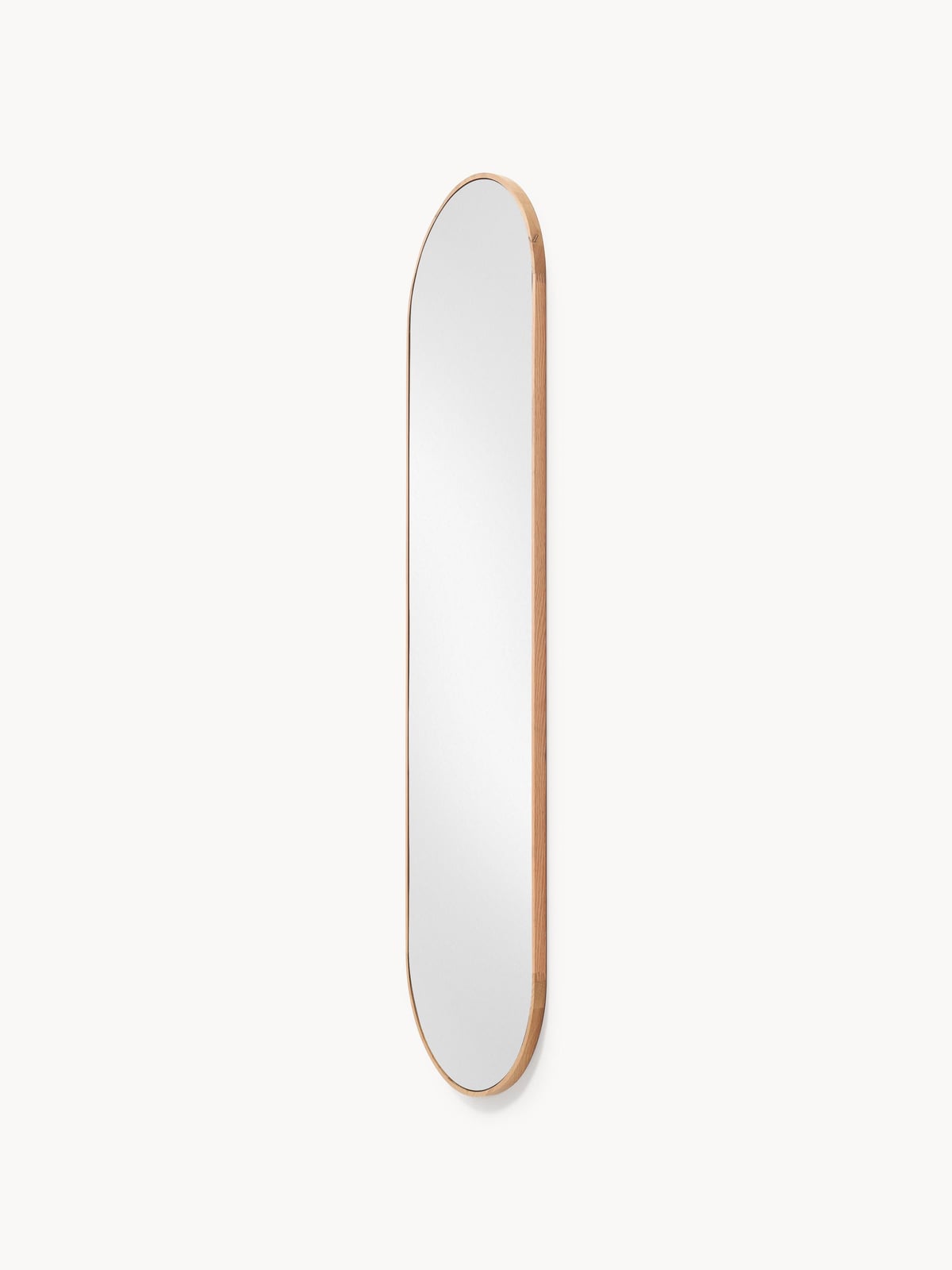 Avery Oval Full-Length Wall Mirror with Oak Wood Frame