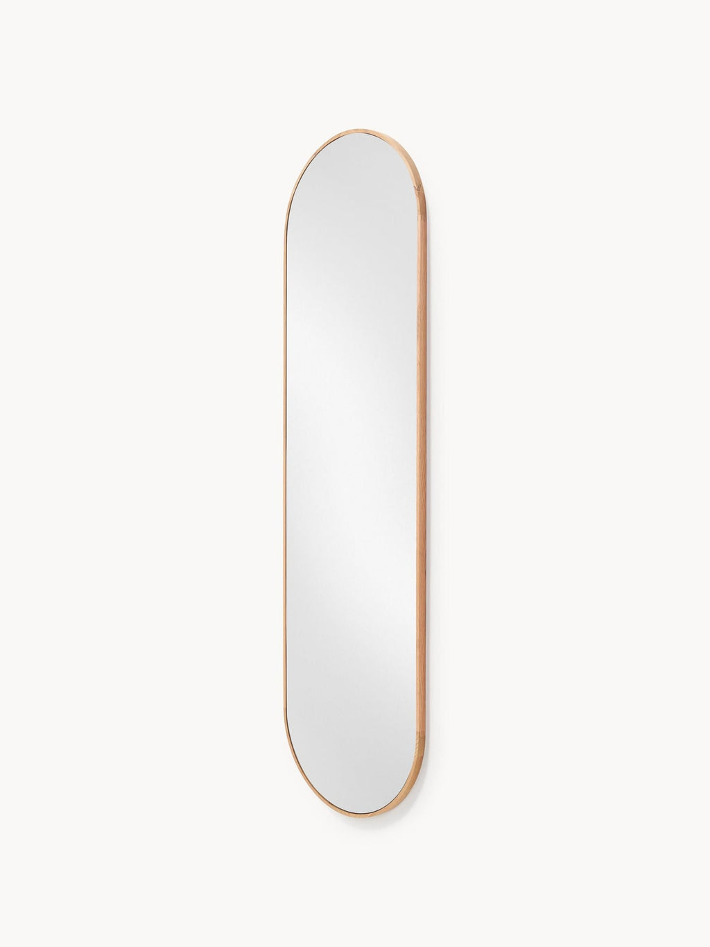 Avery Oval Full-Length Wall Mirror with Oak Wood Frame
