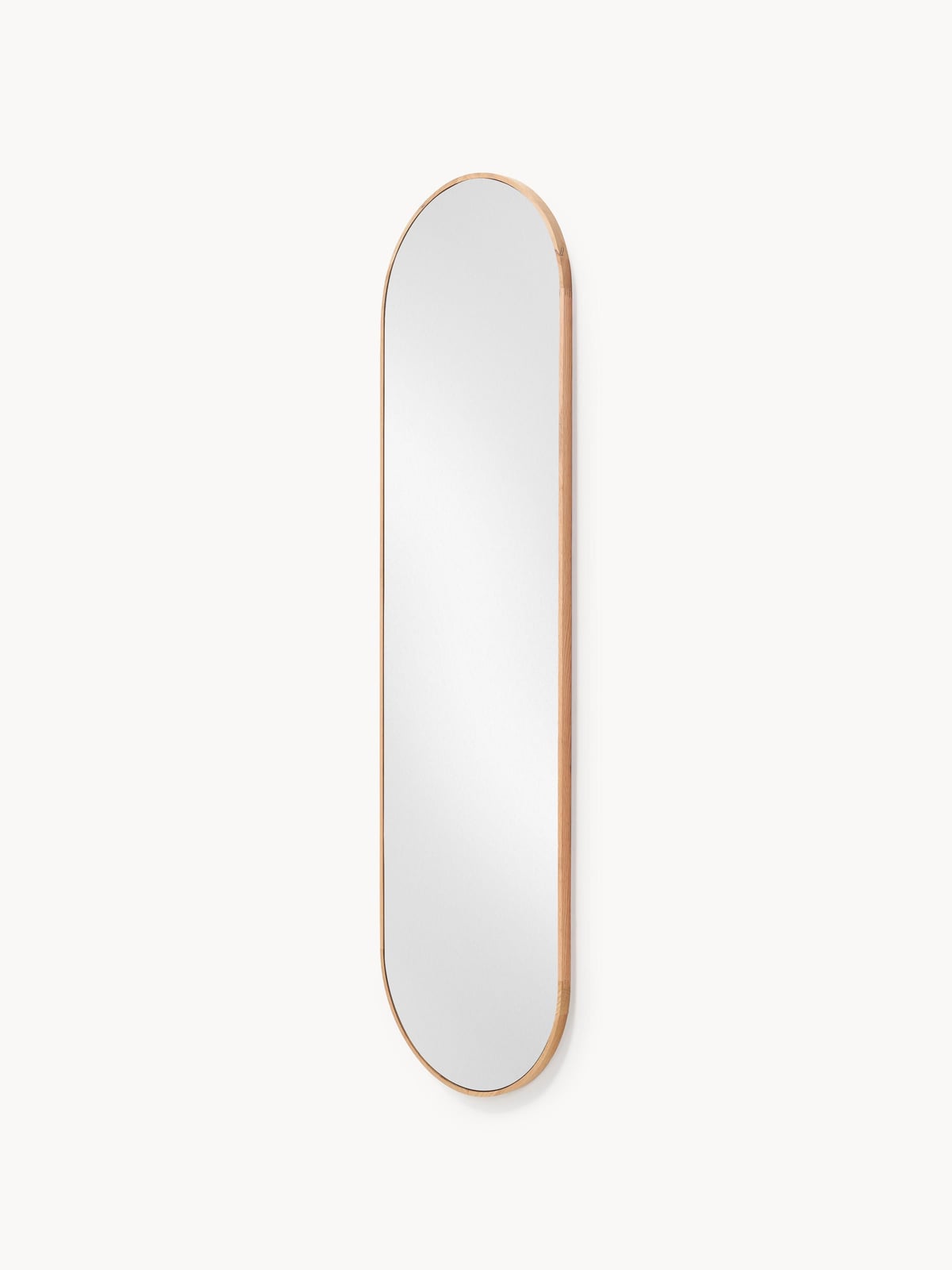 Avery Oval Full-Length Wall Mirror with Oak Wood Frame