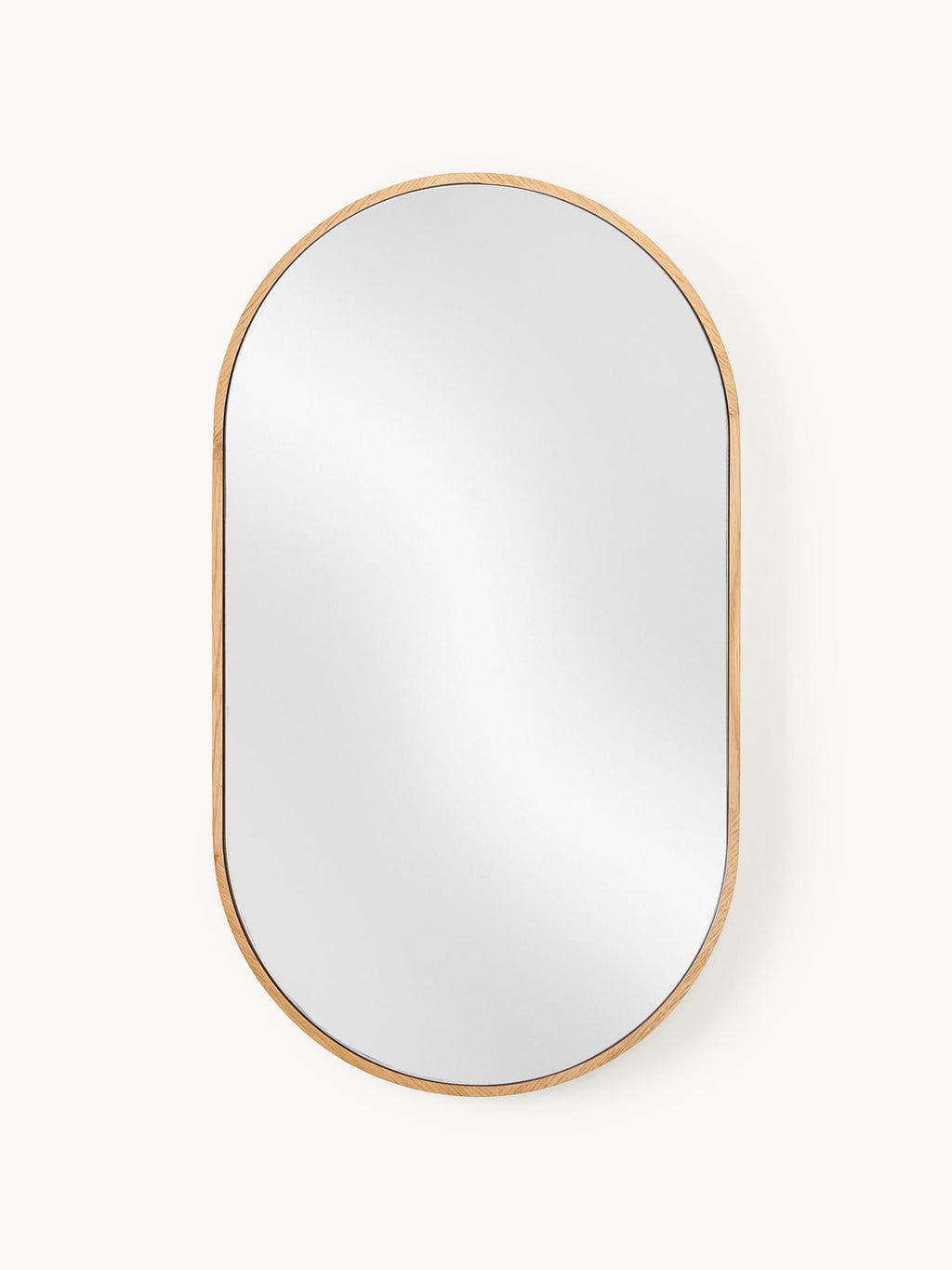 Avery Oval Wall Mirror with Oak Wood Frame