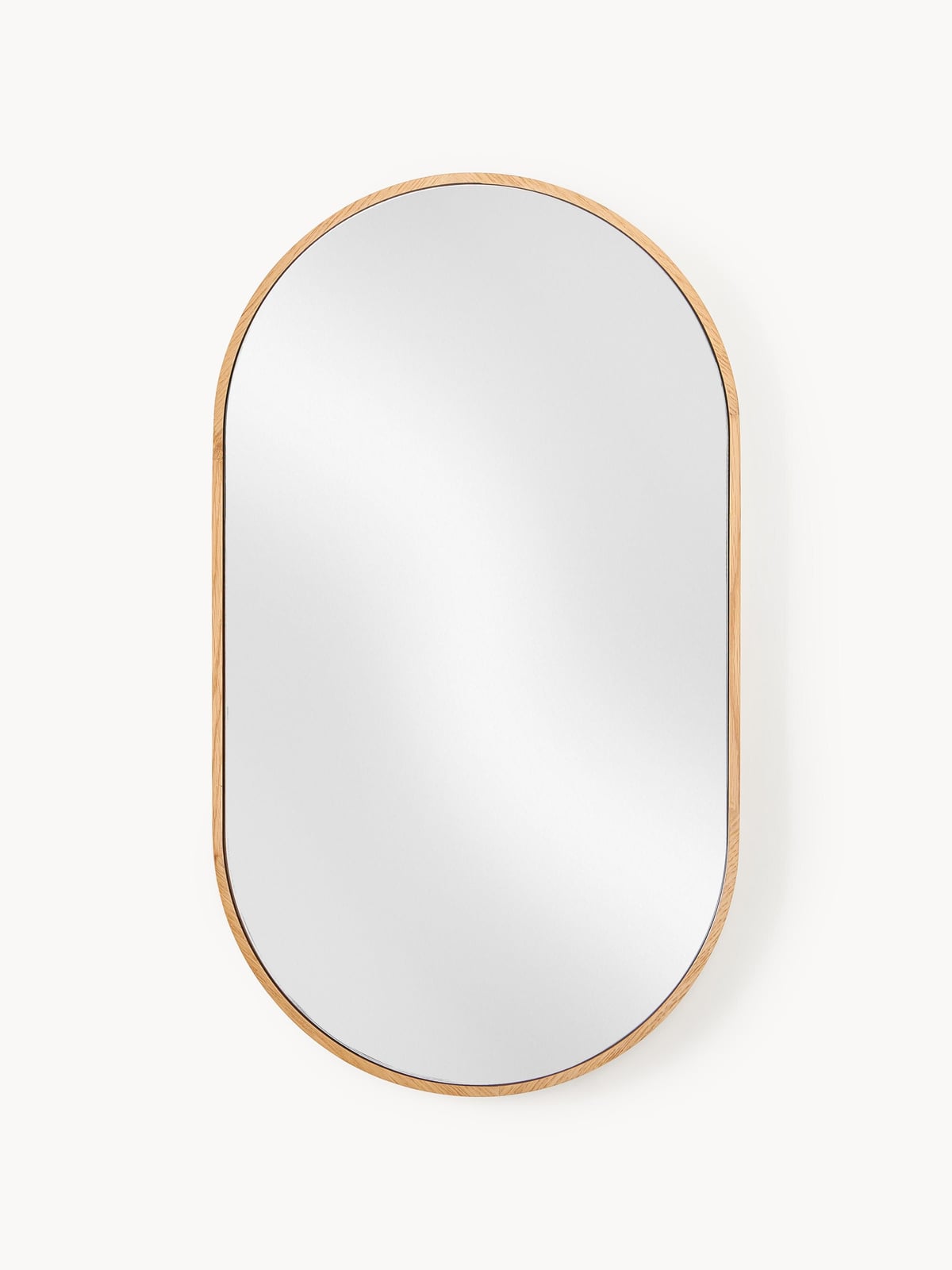Avery Oval Wall Mirror with Oak Wood Frame