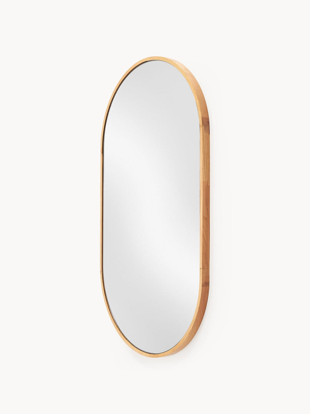 Avery Oval Wall Mirror with Oak Wood Frame