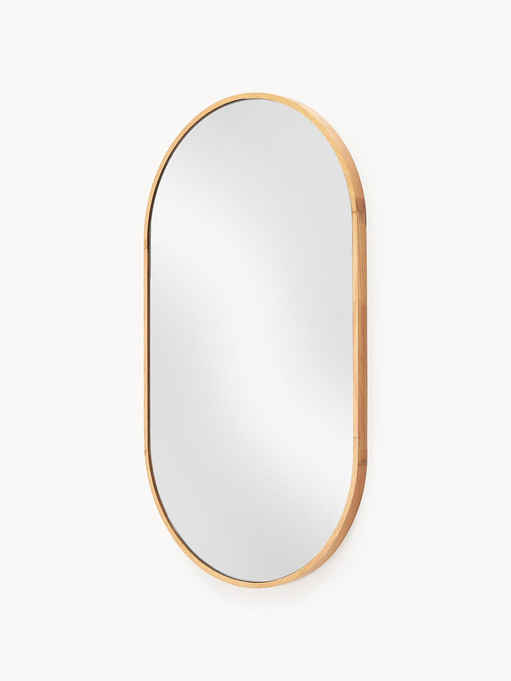 Avery Oval Wall Mirror with Oak Wood Frame