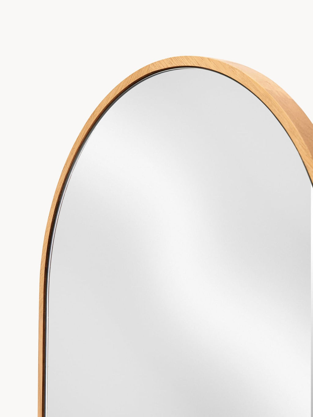 Avery Oval Wall Mirror with Oak Wood Frame
