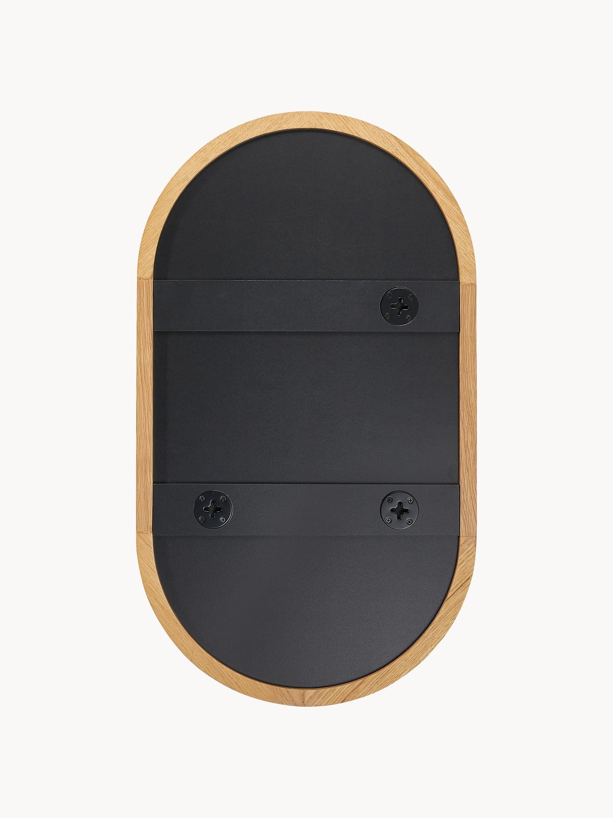 Avery Oval Wall Mirror with Oak Wood Frame
