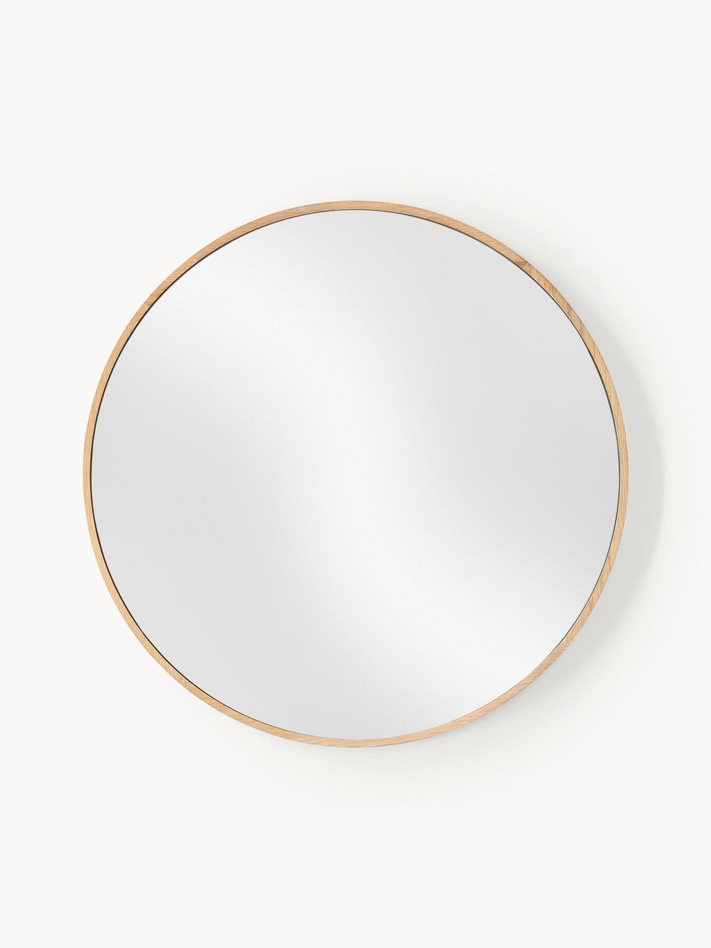Avery Round Wall Mirror with Oak Wood Frame