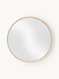 Avery Round Wall Mirror with Oak Wood Frame