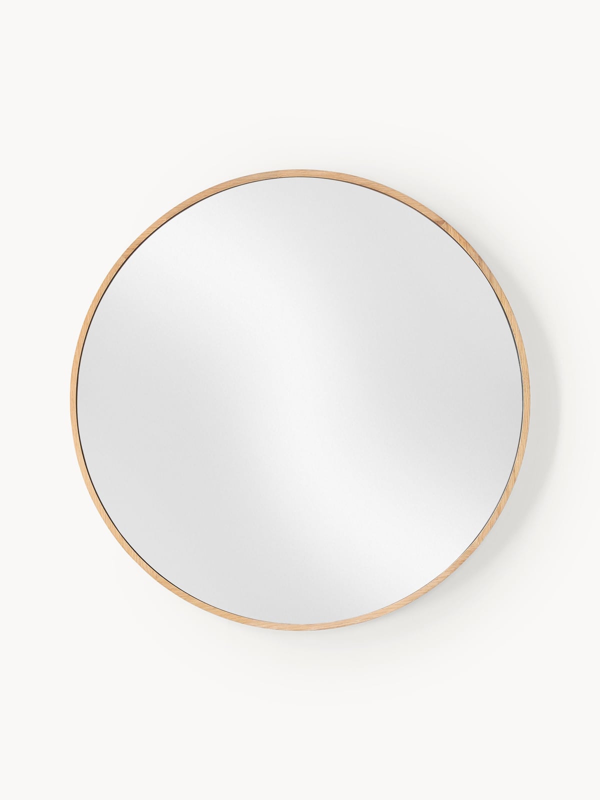 Avery Round Wall Mirror with Oak Wood Frame