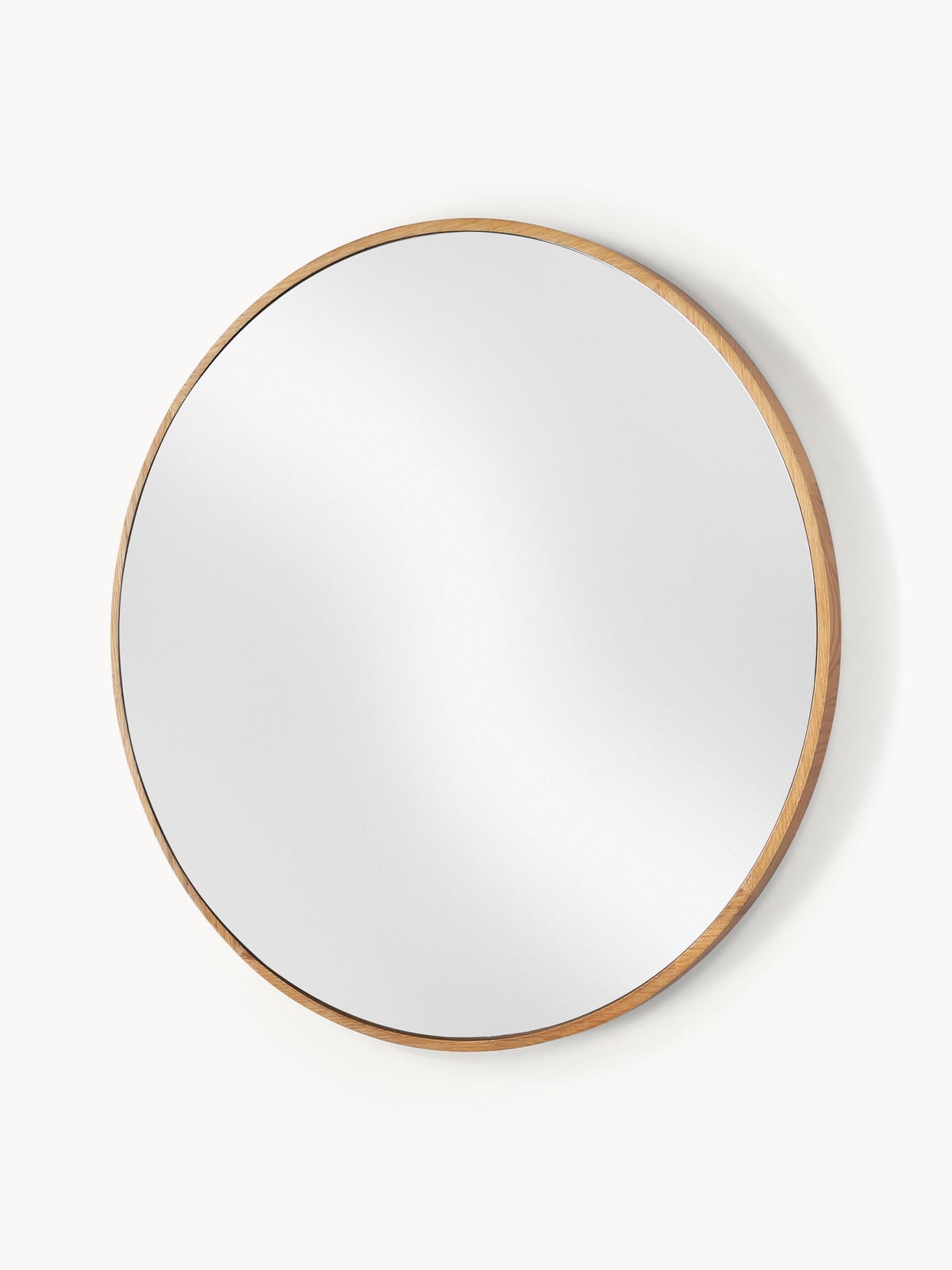 Avery Round Wall Mirror with Oak Wood Frame