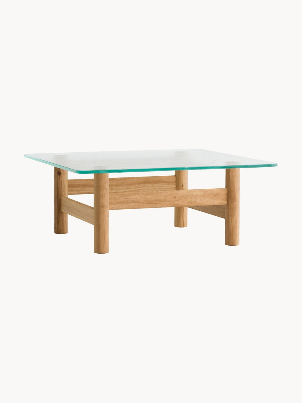 Brasilia Oak Wood Coffee Table with Glass Top