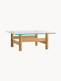 Brasilia Oak Wood Coffee Table with Glass Top
