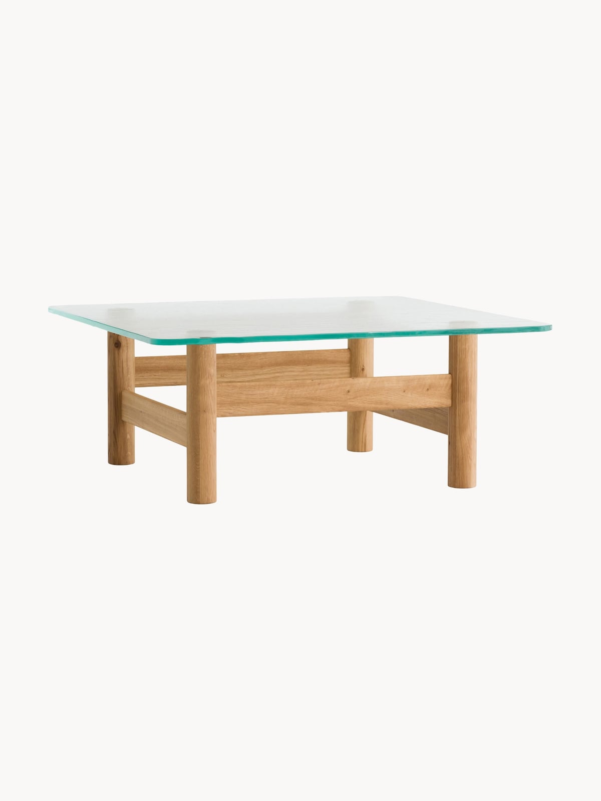 Brasilia Oak Wood Coffee Table with Glass Top