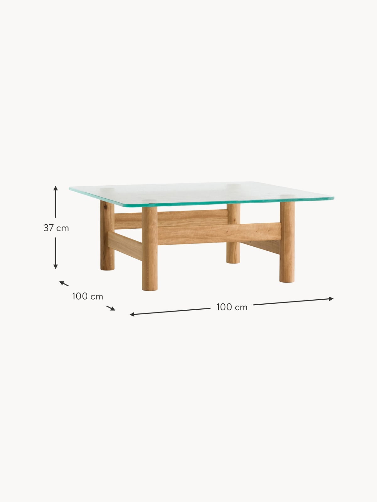 Brasilia Oak Wood Coffee Table with Glass Top