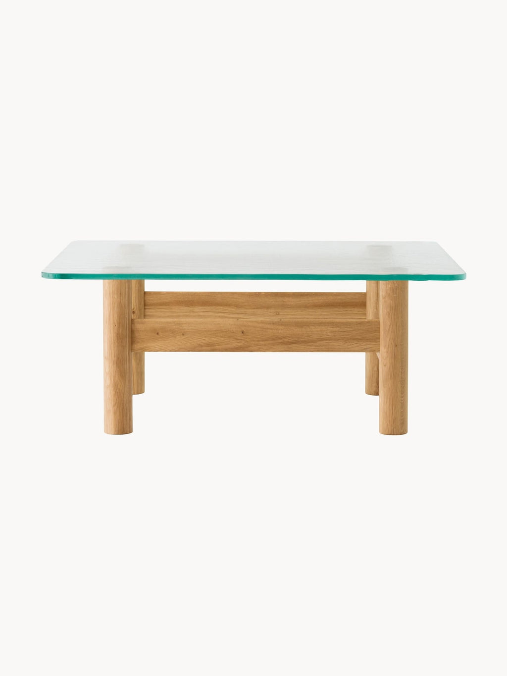 Brasilia Oak Wood Coffee Table with Glass Top