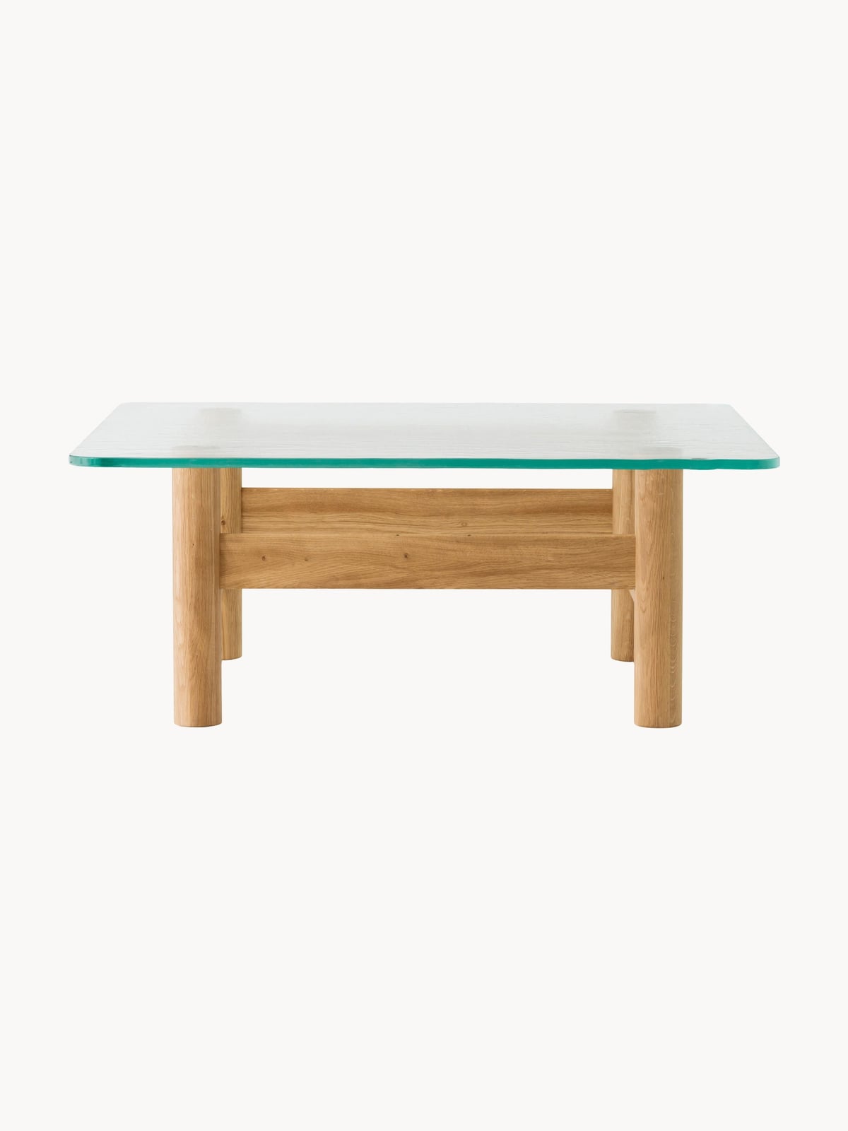Brasilia Oak Wood Coffee Table with Glass Top