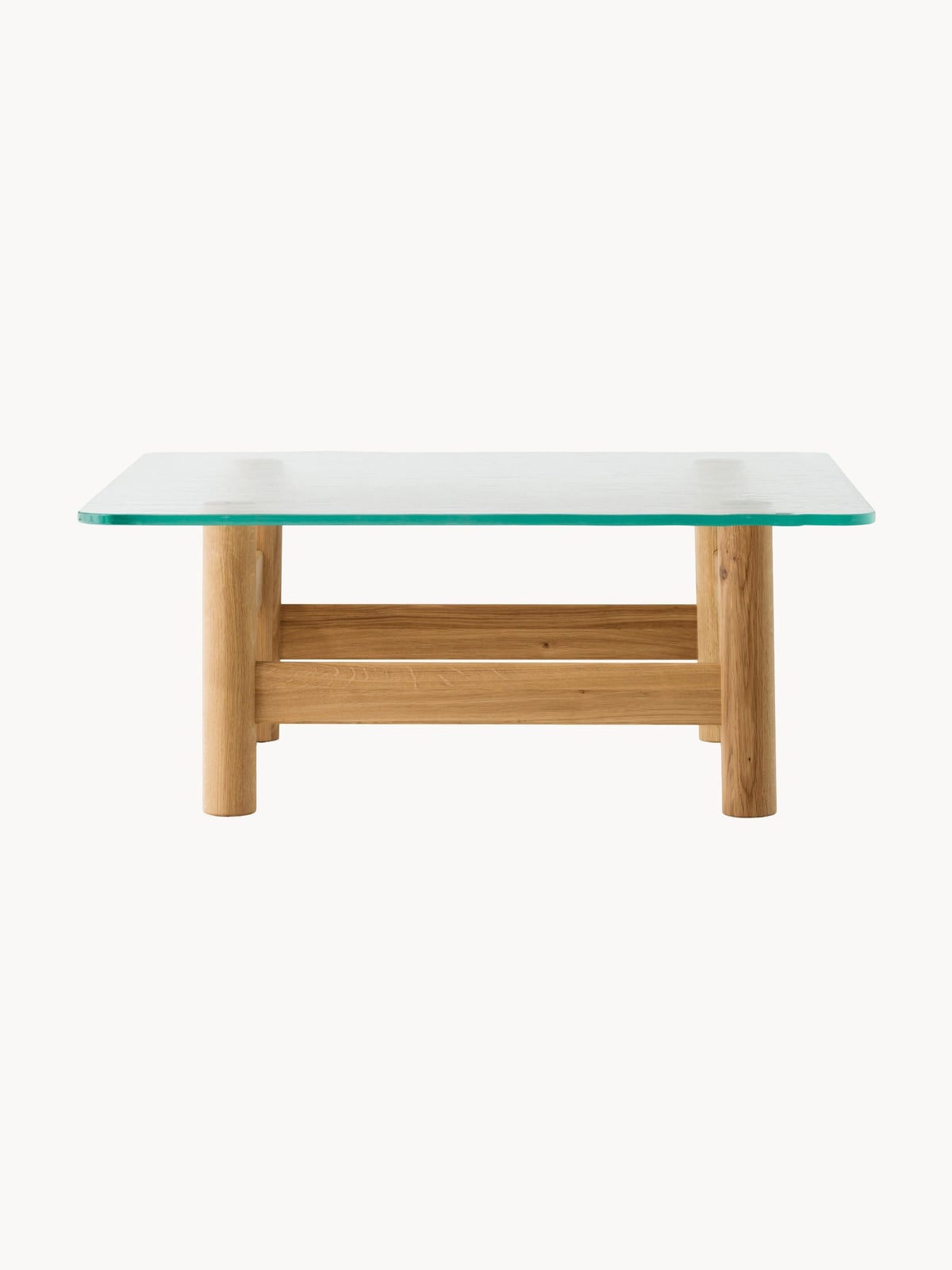 Brasilia Oak Wood Coffee Table with Glass Top