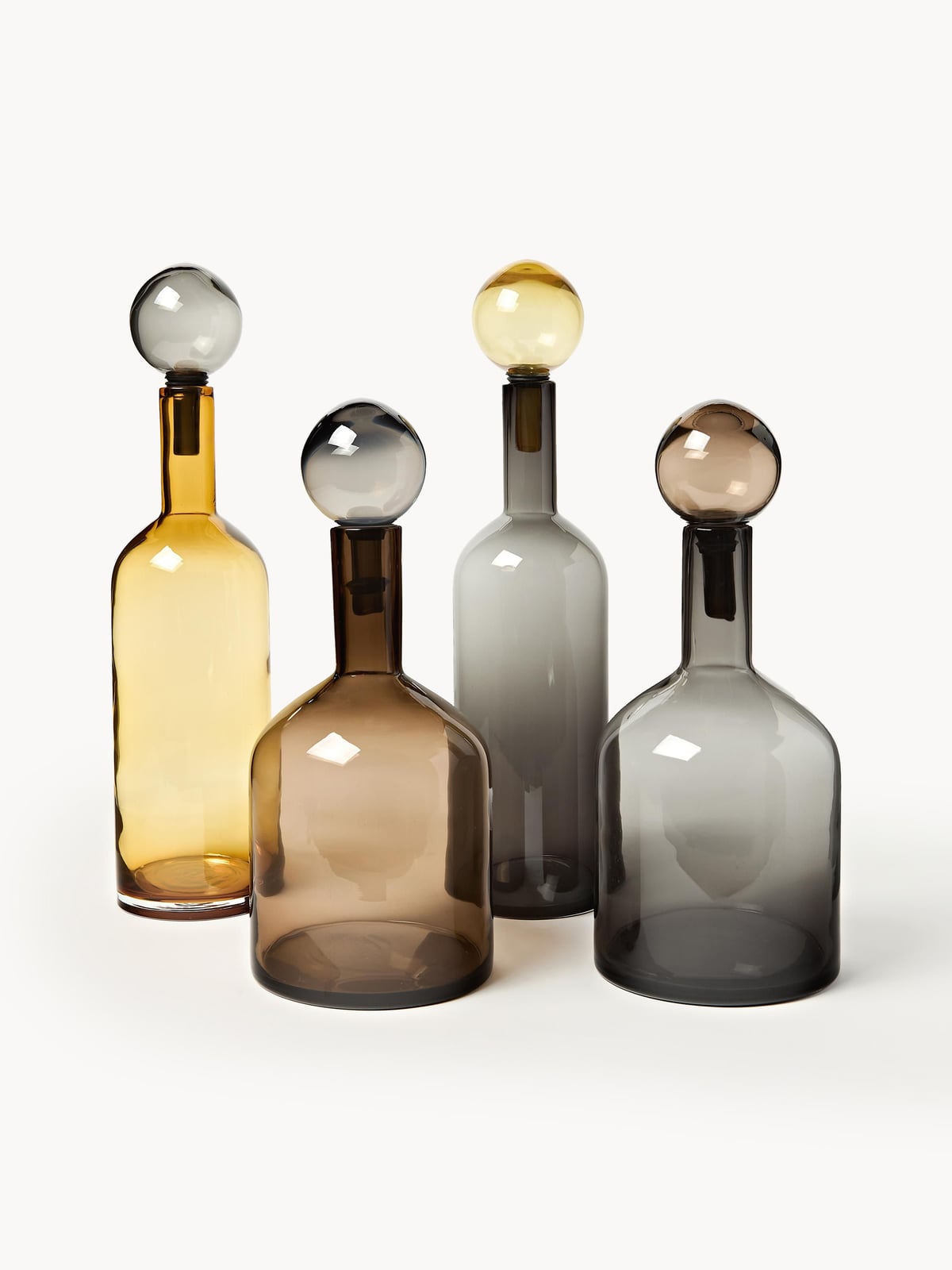 Bubbles Mouth-Blown Decorative Bottles, Set of 4