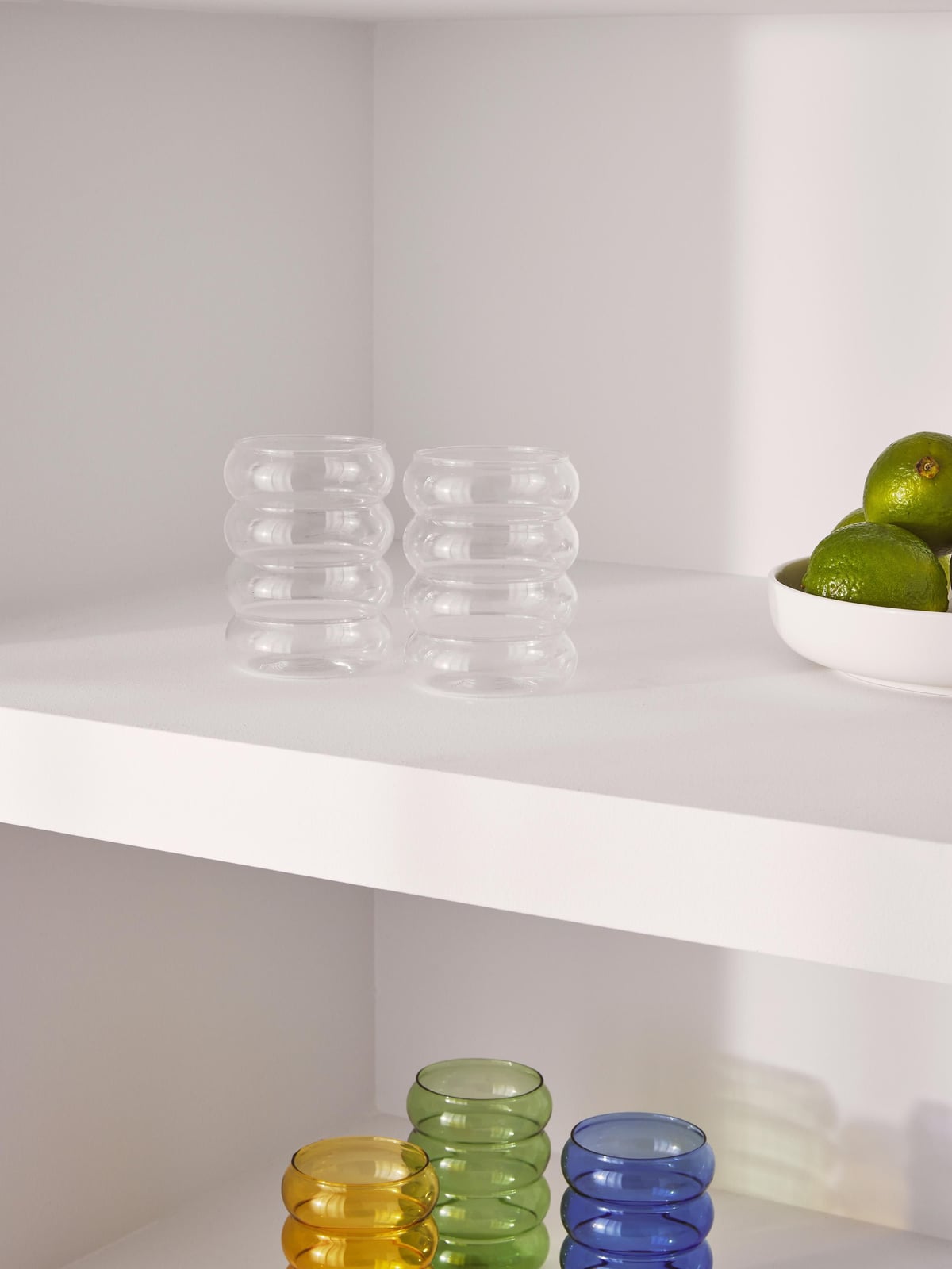 Bubbly Mouth-Blown Borosilicate Tumblers, Set of 4