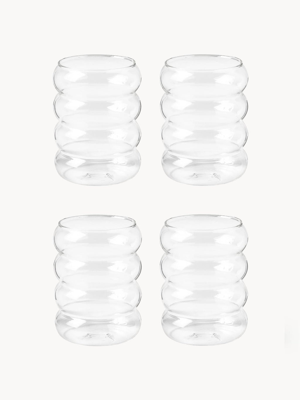 Bubbly Mouth-Blown Borosilicate Tumblers, Set of 4