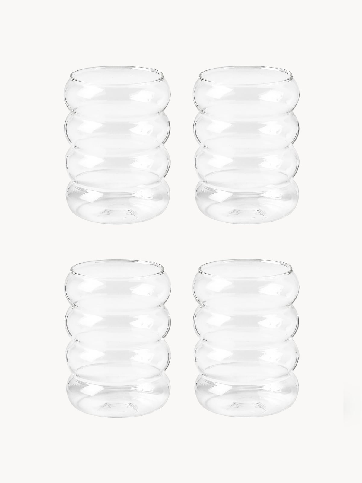Bubbly Mouth-Blown Borosilicate Tumblers, Set of 4