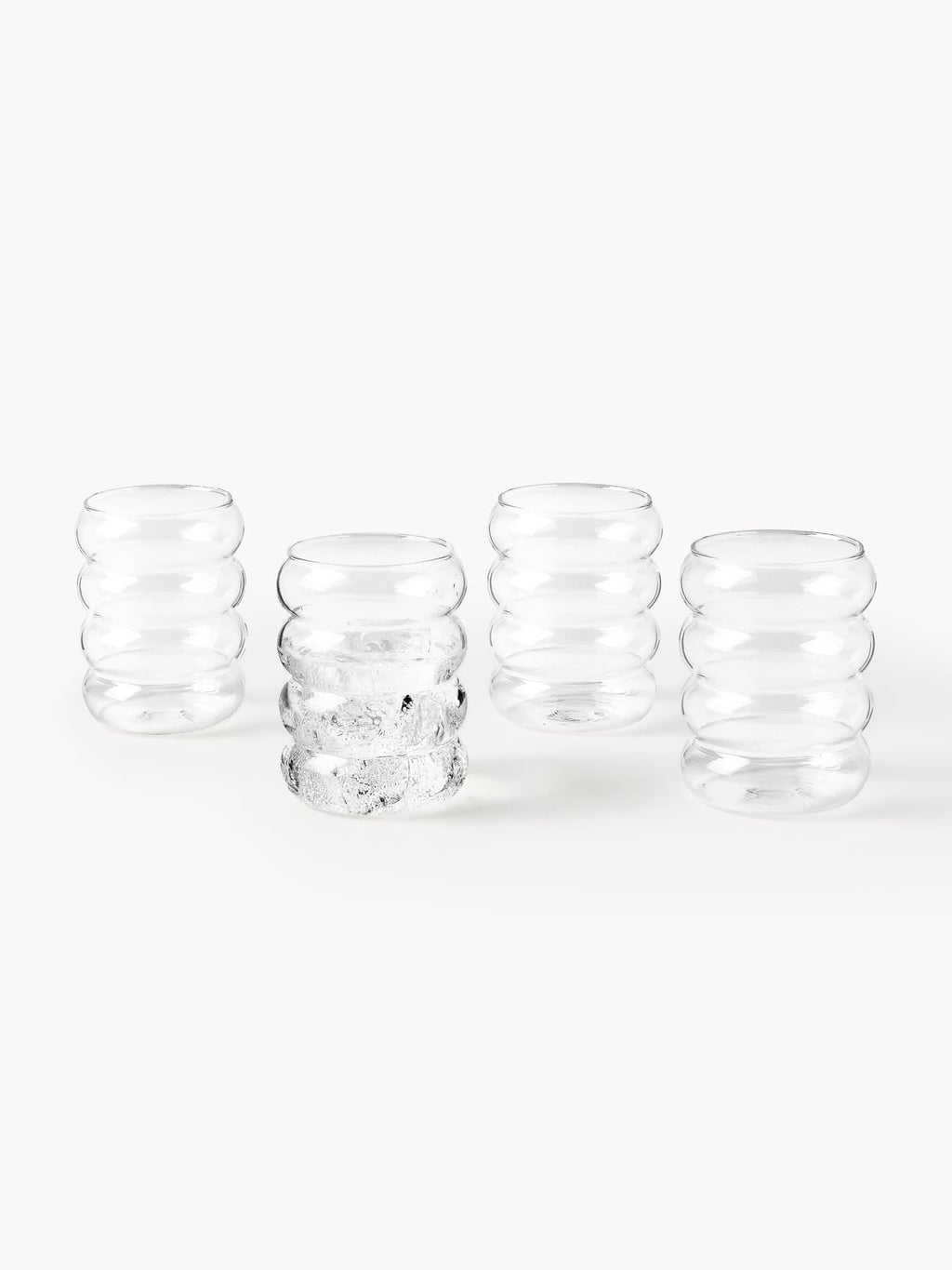 Bubbly Mouth-Blown Borosilicate Tumblers, Set of 4