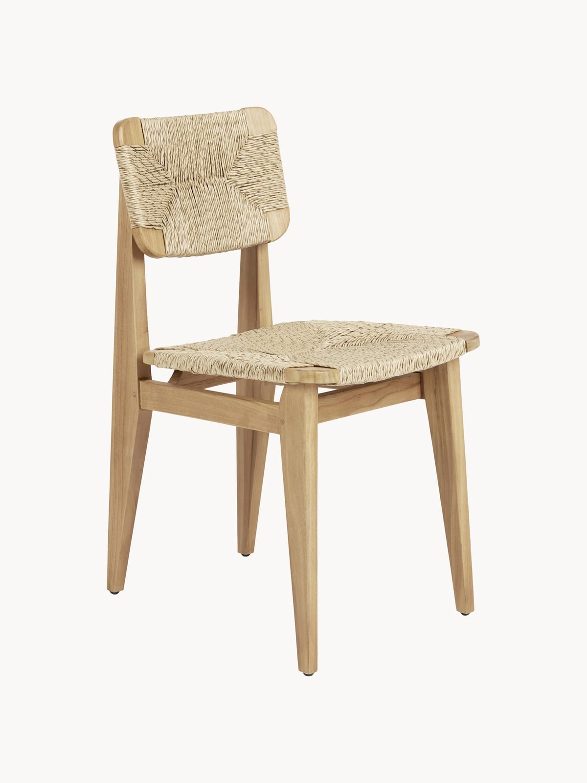 C-Chair Teak Wood Garden Dining Chair with Woven Seat and Backrest