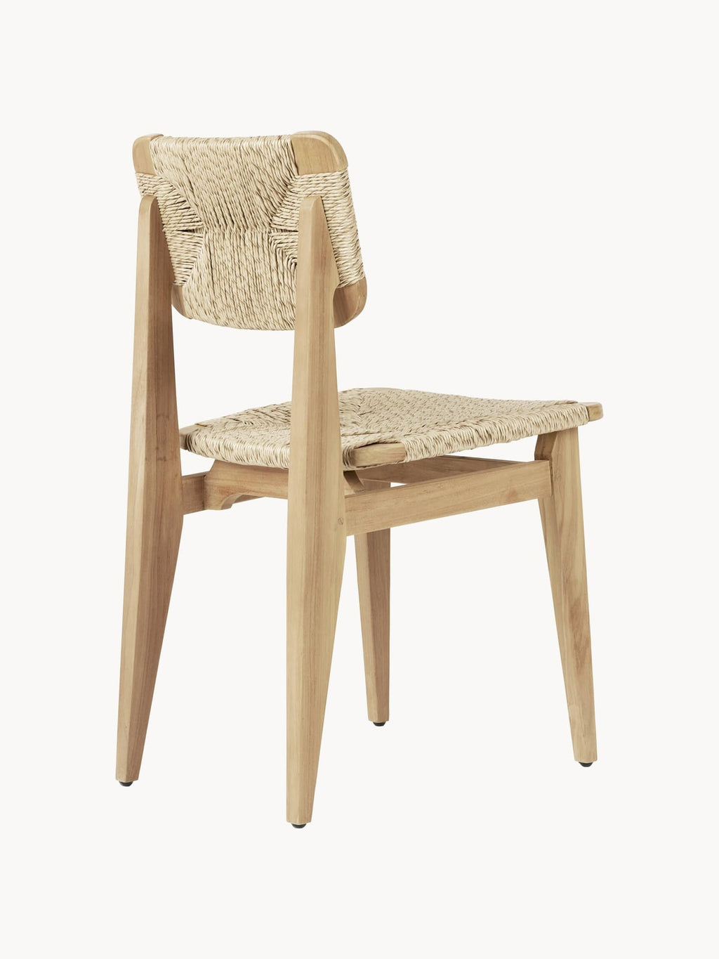 C-Chair Teak Wood Garden Dining Chair with Woven Seat and Backrest