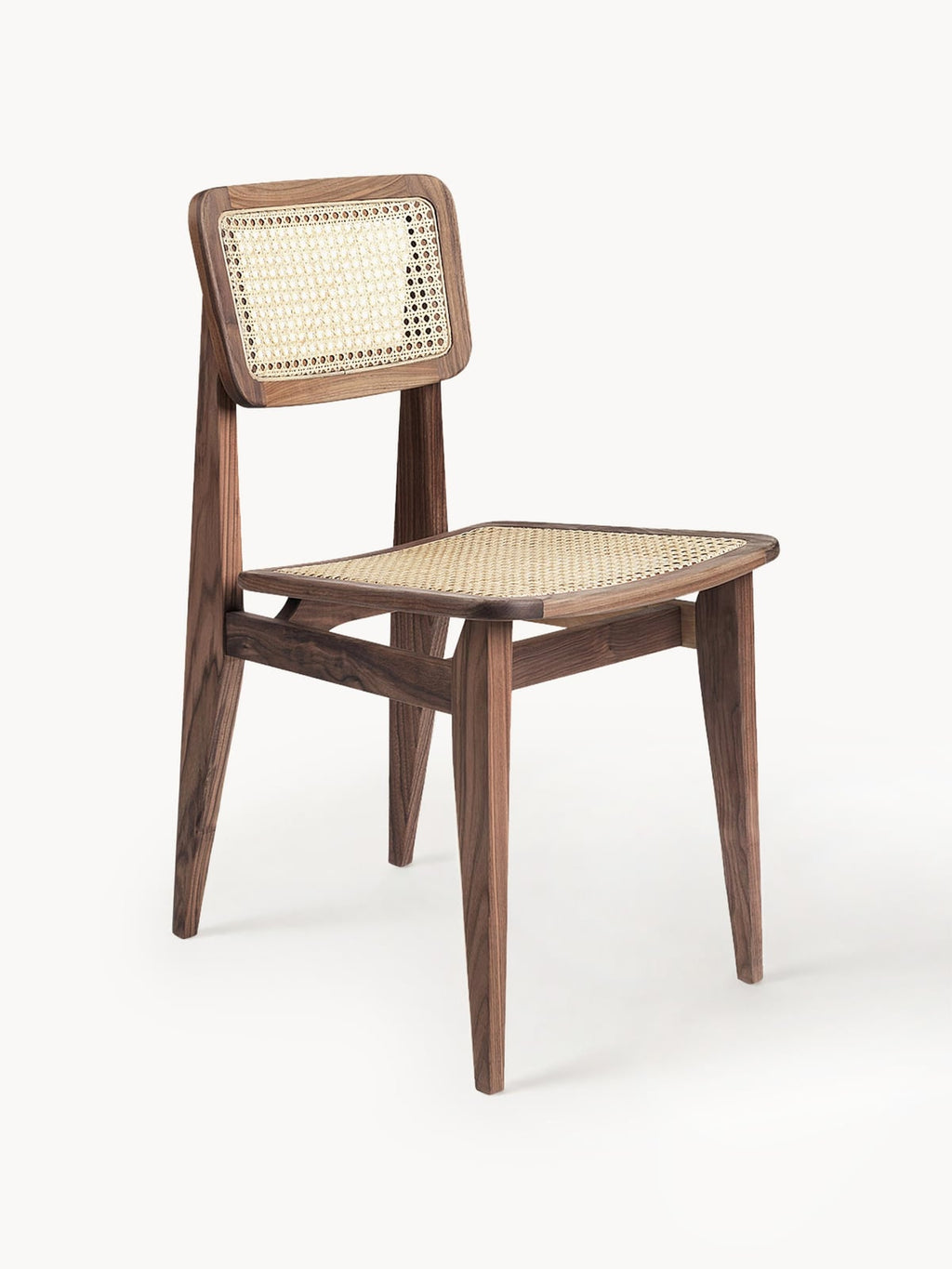 C-Chair Walnut Wood Dining Chair with Viennese Wickerwork