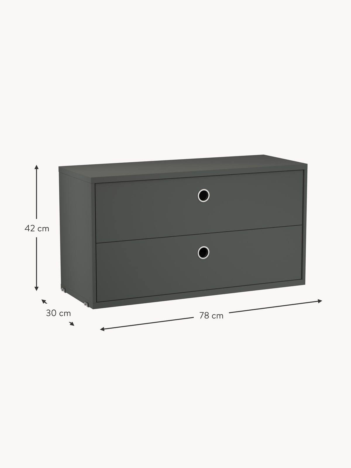 Cabinet String System with Drawers, W 78 x D 30 cm
