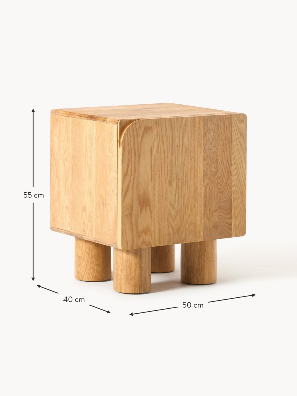 Cadi Oak Wood Bedside Table