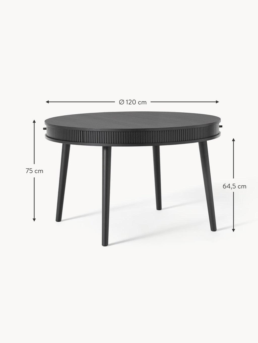 Calary Round Dining Table with Storage Space, in various sizes