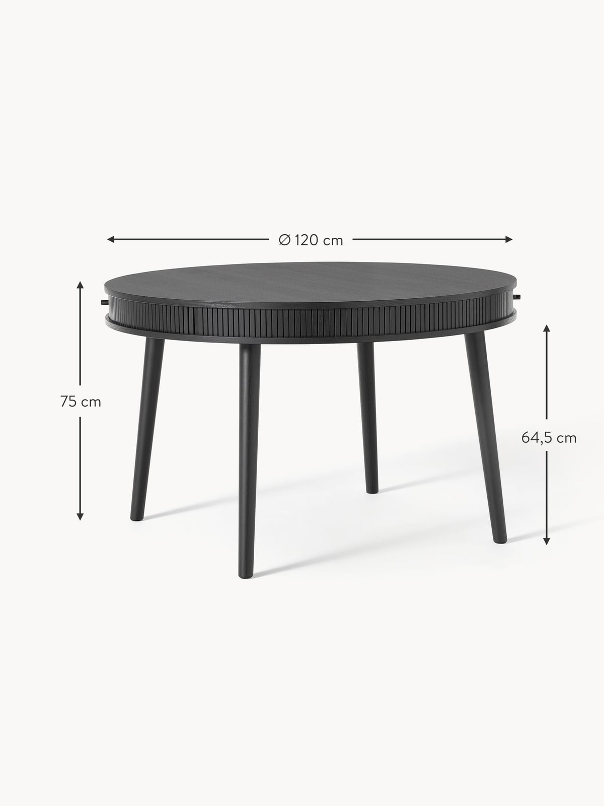Calary Round Dining Table with Storage Space, in various sizes