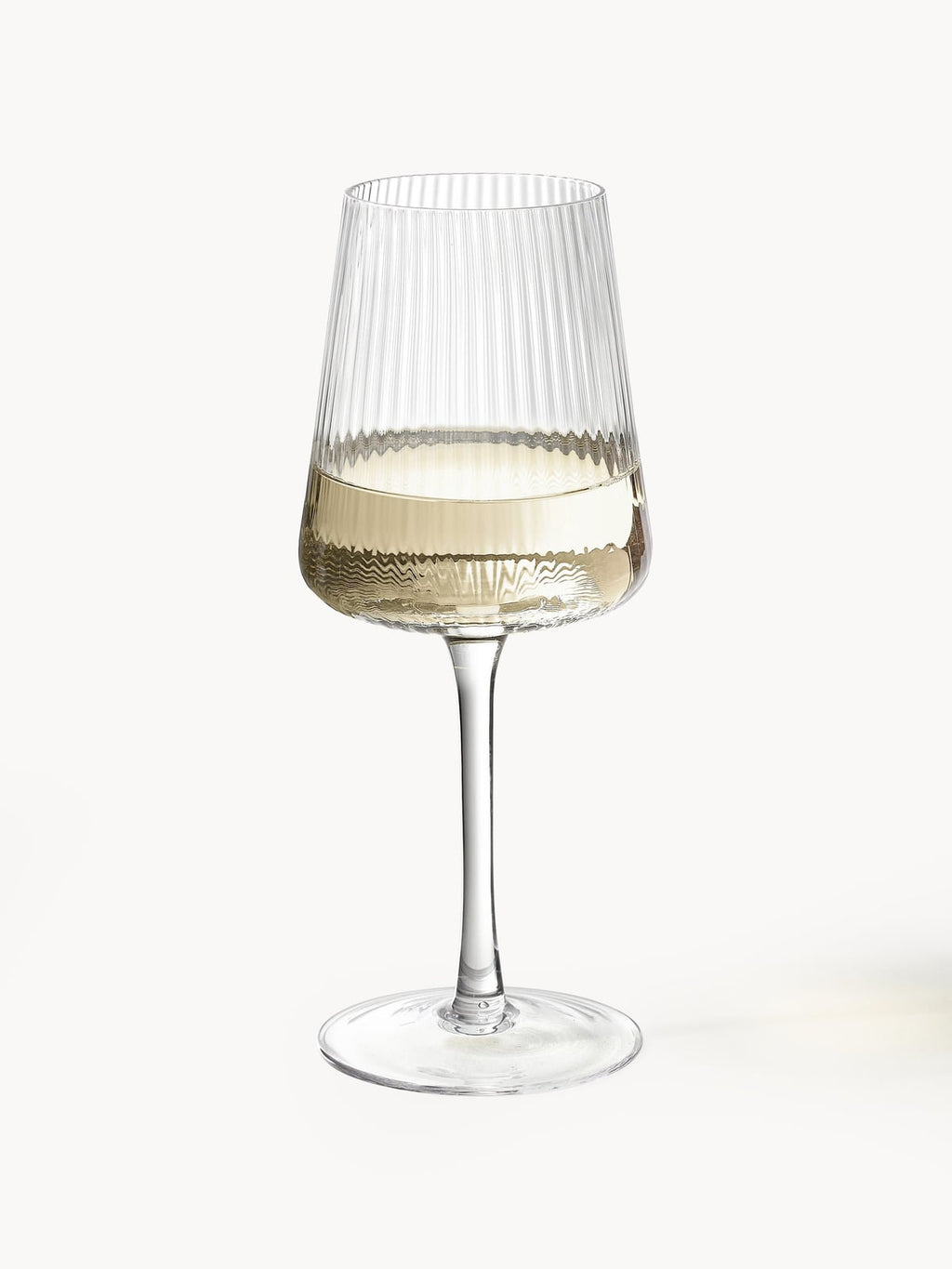 Cami Handmade White Wine Glasses with Embossed Pattern, Set of 4