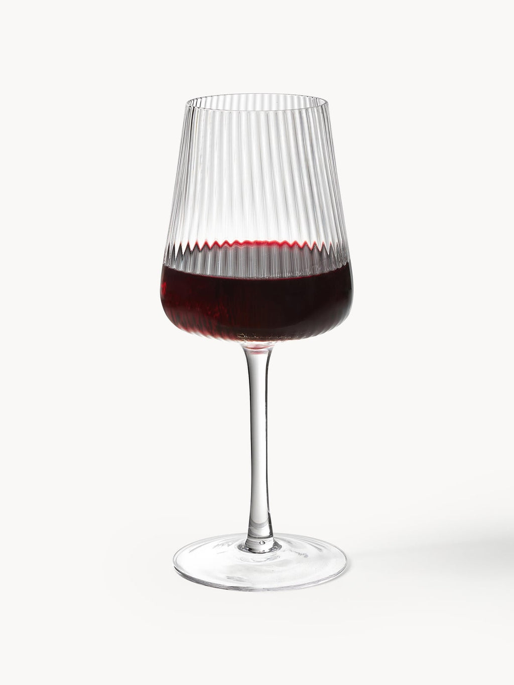 Cami Handmade White Wine Glasses with Embossed Pattern, Set of 4