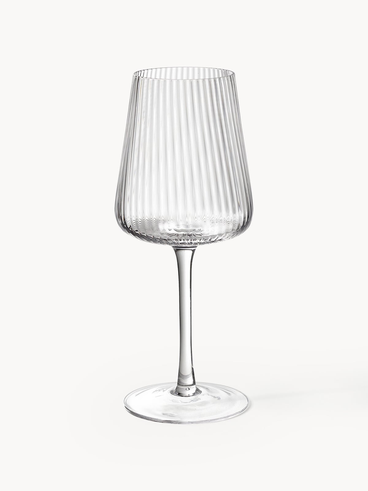 Cami Handmade White Wine Glasses with Embossed Pattern, Set of 4