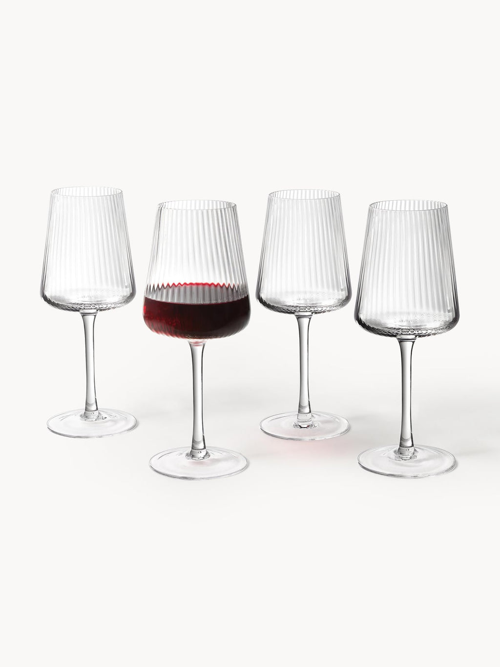 Cami Handmade White Wine Glasses with Embossed Pattern, Set of 4