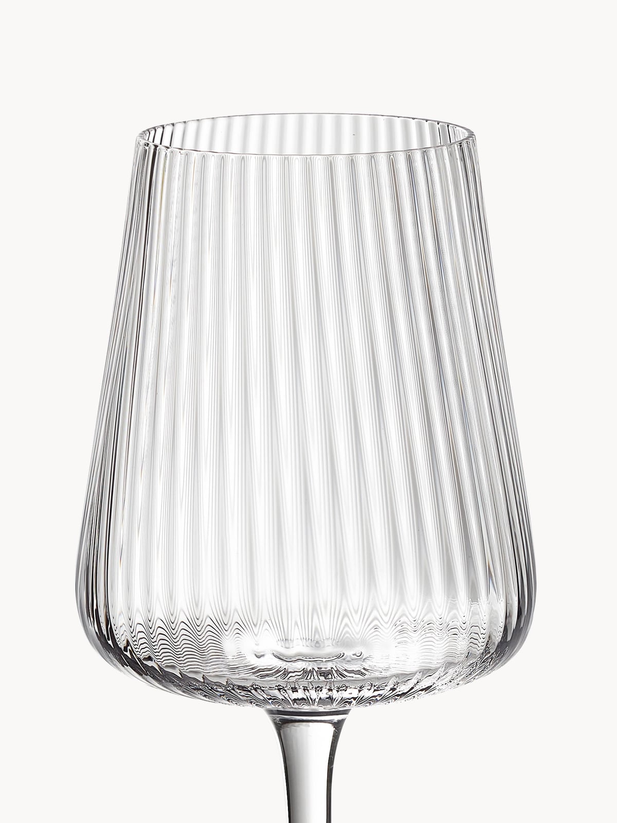 Cami Handmade White Wine Glasses with Embossed Pattern, Set of 4