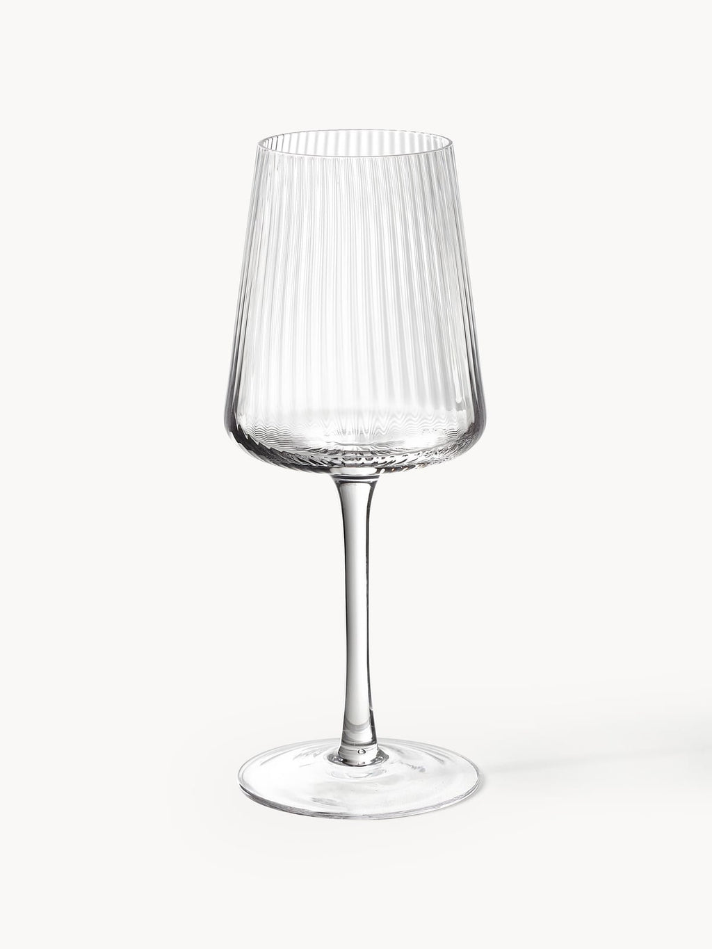 Cami Handmade White Wine Glasses with Embossed Pattern, Set of 4