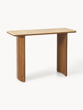Chandler Oak Wood Console Table with Travertine Table Top