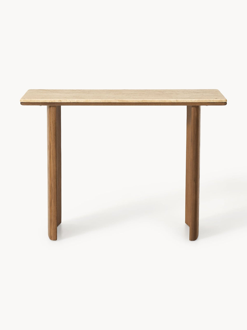 Chandler Oak Wood Console Table with Travertine Table Top