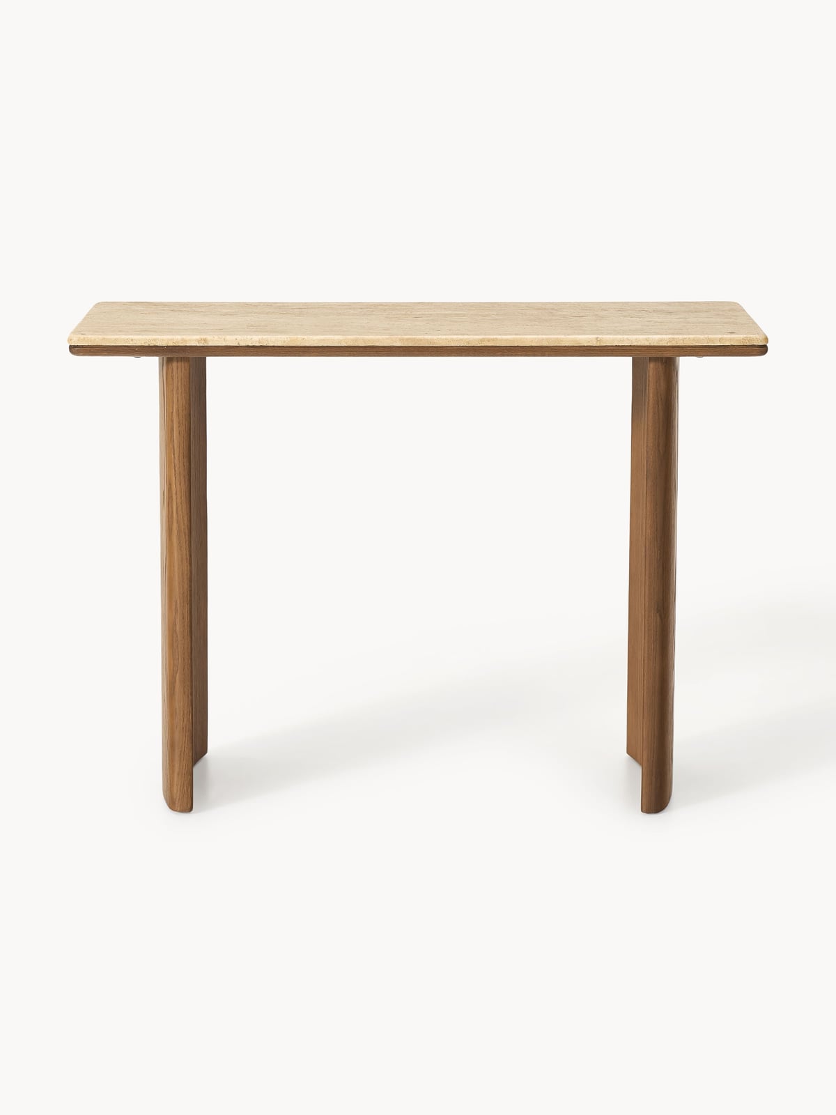 Chandler Oak Wood Console Table with Travertine Table Top