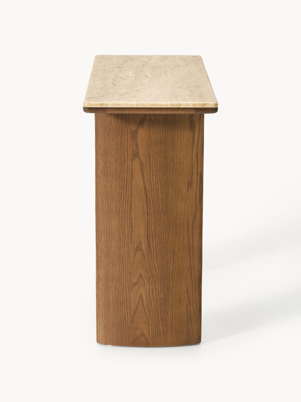 Chandler Oak Wood Console Table with Travertine Table Top