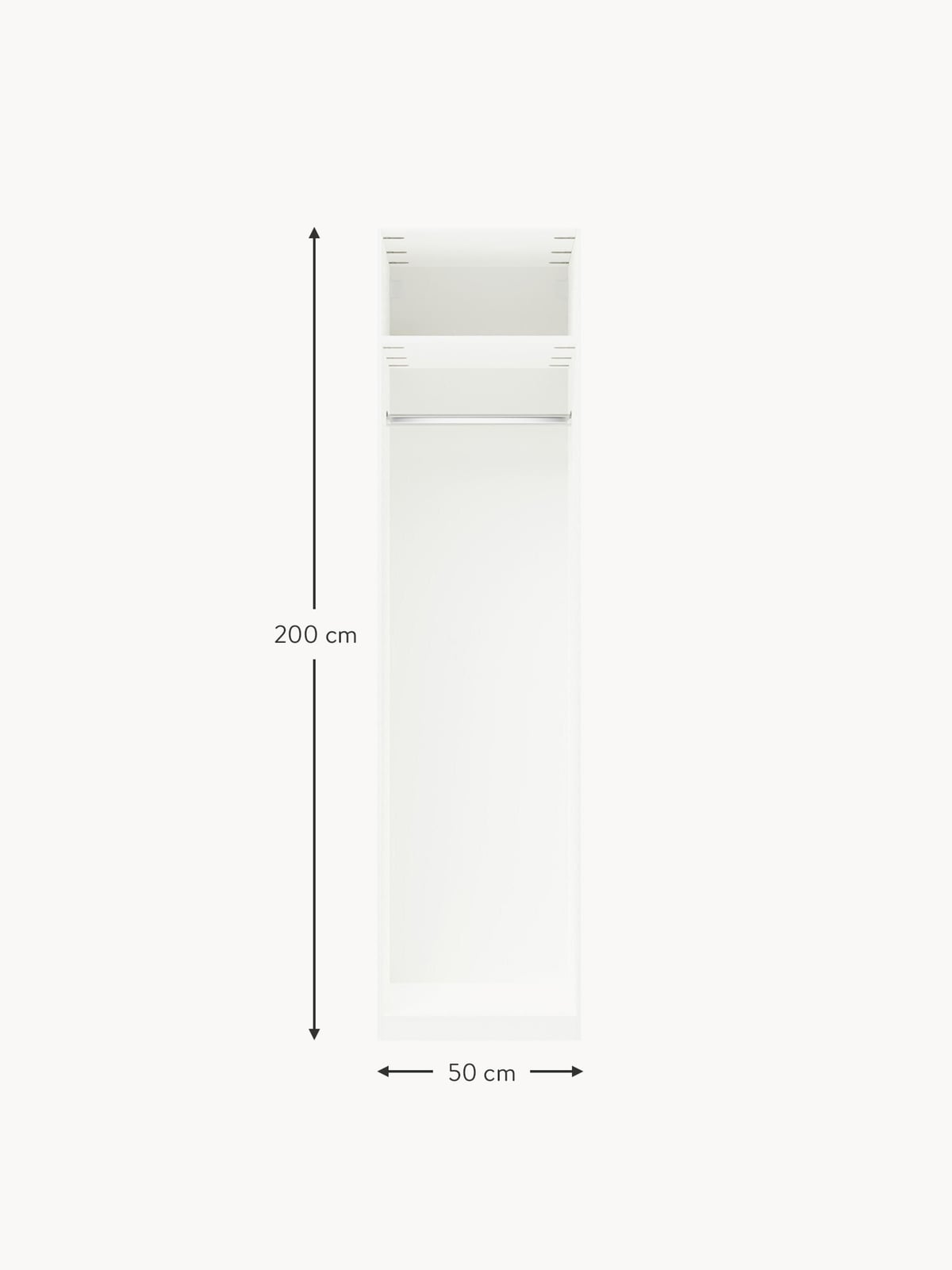 Charlotte Modular Hinged Door Wardrobe, 50 cm Wide, in various sizes